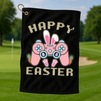 Cute Happy Easter Bunny Game Controller Golf Towel