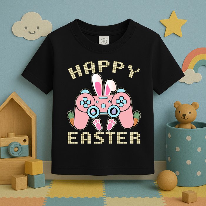 Cute Happy Easter Bunny Game Controller Toddler T-Shirt