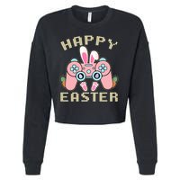 Cute Happy Easter Bunny Game Controller Cropped Pullover Crew