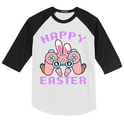 Cute Happy Easter Bunny Game Controller Kids Colorblock Raglan Jersey