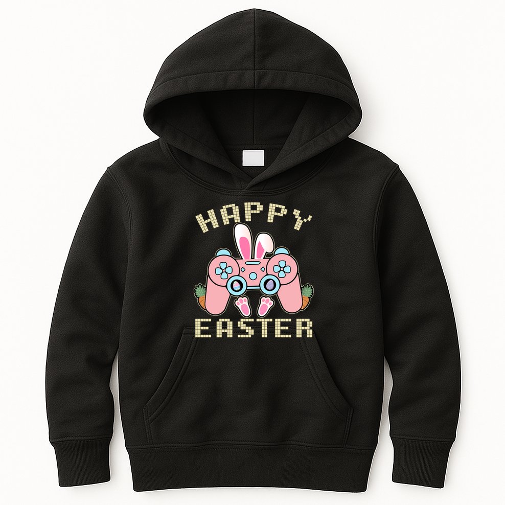 Cute Happy Easter Bunny Game Controller Kids Hoodie