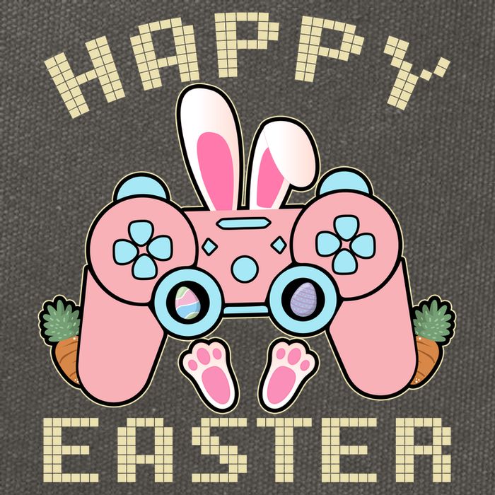 Cute Happy Easter Bunny Game Controller Cotton Canvas Backpack