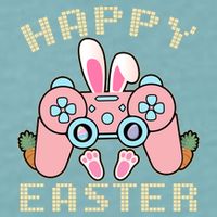 Cute Happy Easter Bunny Game Controller Sueded Cloud Jersey T-Shirt