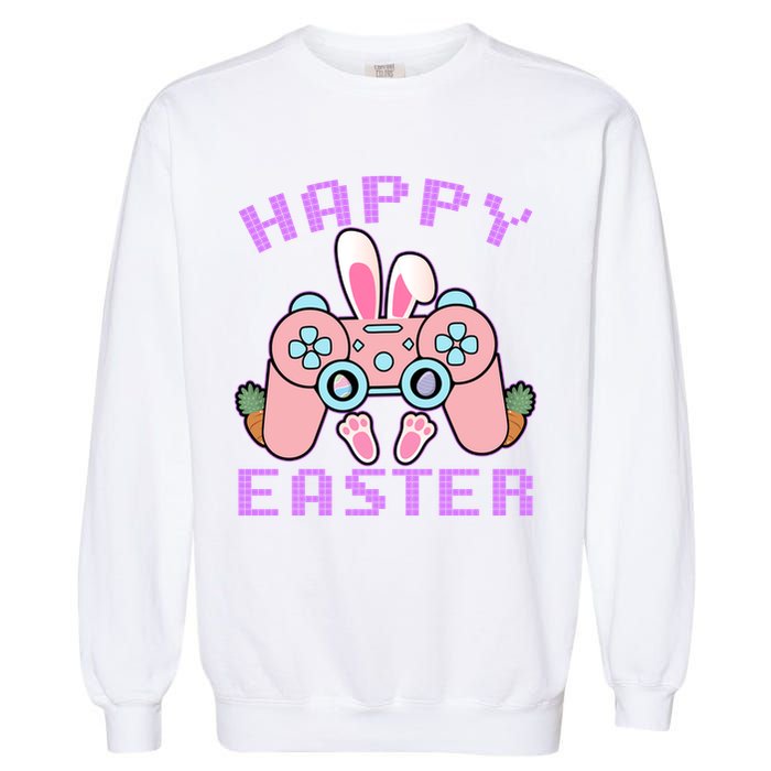 Cute Happy Easter Bunny Game Controller Garment-Dyed Sweatshirt