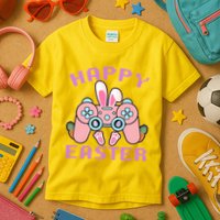 Cute Happy Easter Bunny Game Controller Kids T-Shirt