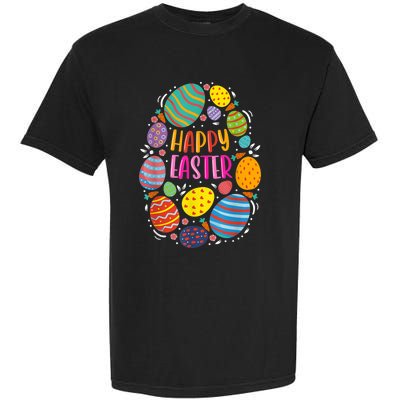 Cute Happy Easter For Teen Girls Boy Easter Colorful Eggs Garment-Dyed Heavyweight T-Shirt