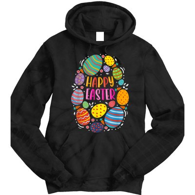 Cute Happy Easter For Teen Girls Boy Easter Colorful Eggs Tie Dye Hoodie