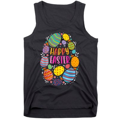 Cute Happy Easter For Teen Girls Boy Easter Colorful Eggs Tank Top