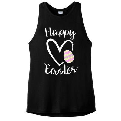 Cute Happy Easter Heart Pastel Easter Outfit Ladies PosiCharge Tri-Blend Wicking Tank