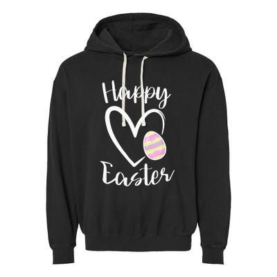 Cute Happy Easter Heart Pastel Easter Outfit Garment-Dyed Fleece Hoodie