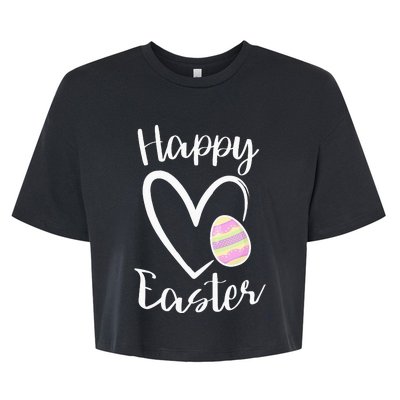 Cute Happy Easter Heart Pastel Easter Outfit Bella+Canvas Jersey Crop Tee