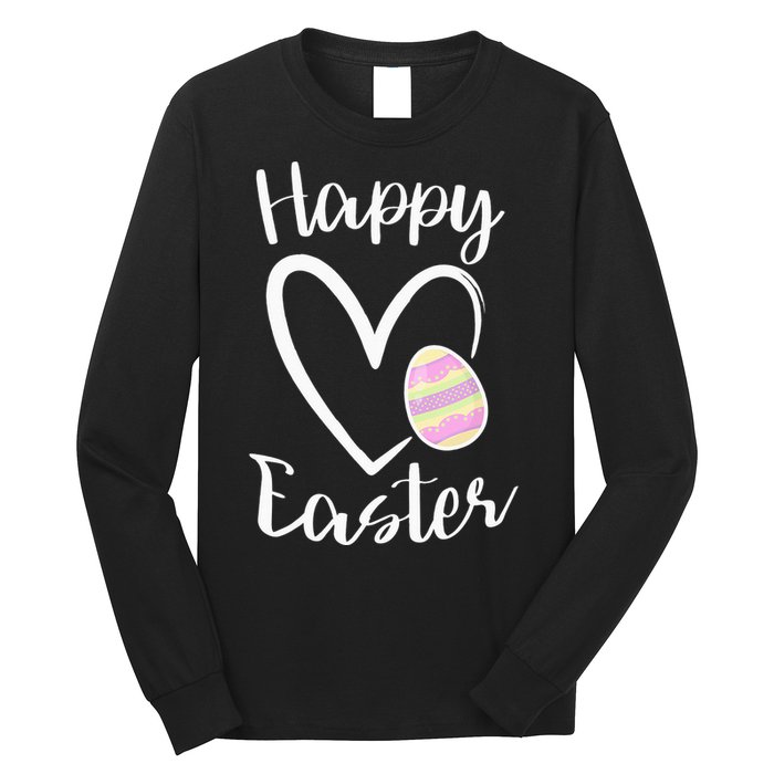 Cute Happy Easter Heart Pastel Easter Outfit Long Sleeve Shirt