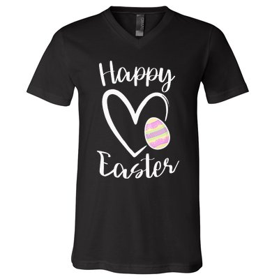 Cute Happy Easter Heart Pastel Easter Outfit V-Neck T-Shirt