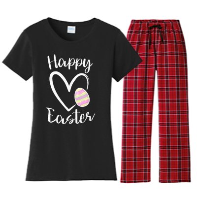 Cute Happy Easter Heart Pastel Easter Outfit Women's Flannel Pajama Set