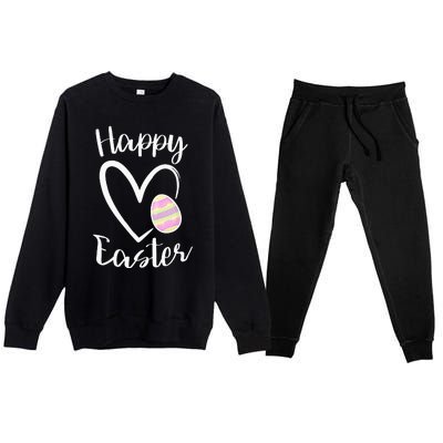 Cute Happy Easter Heart Pastel Easter Outfit Premium Crewneck Sweatsuit Set