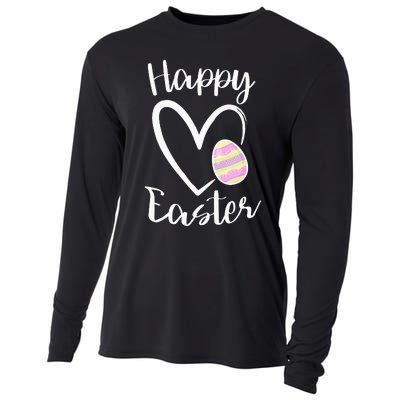 Cute Happy Easter Heart Pastel Easter Outfit Cooling Performance Long Sleeve Crew