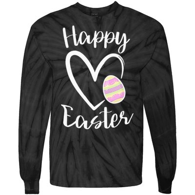 Cute Happy Easter Heart Pastel Easter Outfit Tie-Dye Long Sleeve Shirt