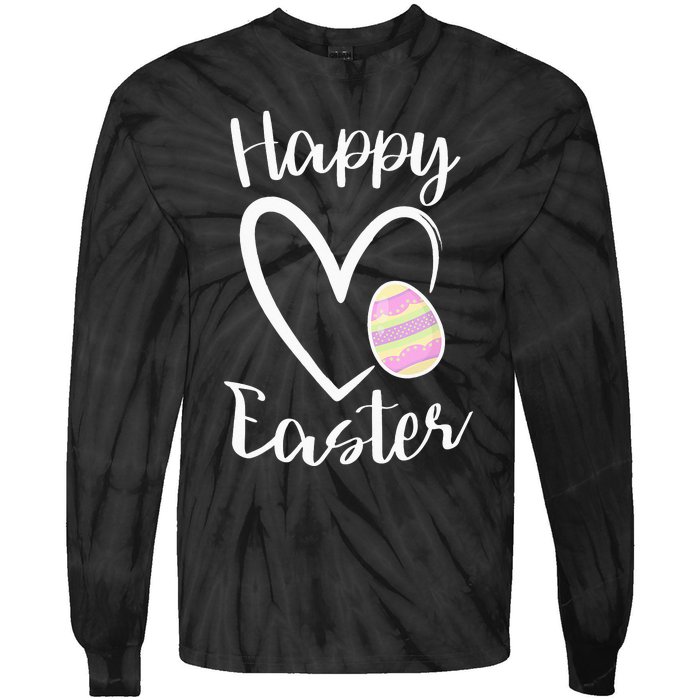 Cute Happy Easter Heart Pastel Easter Outfit Tie-Dye Long Sleeve Shirt