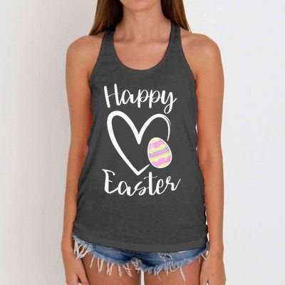 Cute Happy Easter Heart Pastel Easter Outfit Women's Knotted Racerback Tank