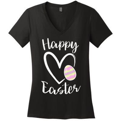 Cute Happy Easter Heart Pastel Easter Outfit Women's V-Neck T-Shirt