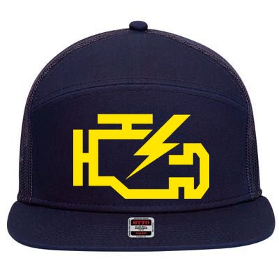 Check Engine Light  7 Panel Mesh Trucker Snapback Hat