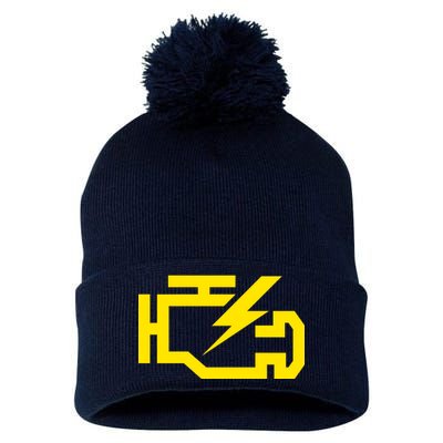 Check Engine Light  Pom Pom 12in Knit Beanie