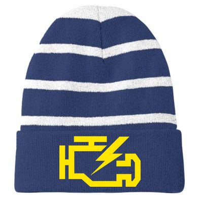 Check Engine Light  Striped Beanie with Solid Band