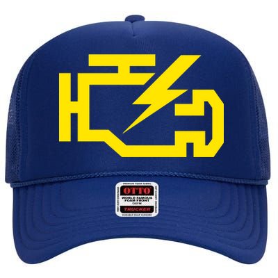 Check Engine Light  High Crown Mesh Back Trucker Hat