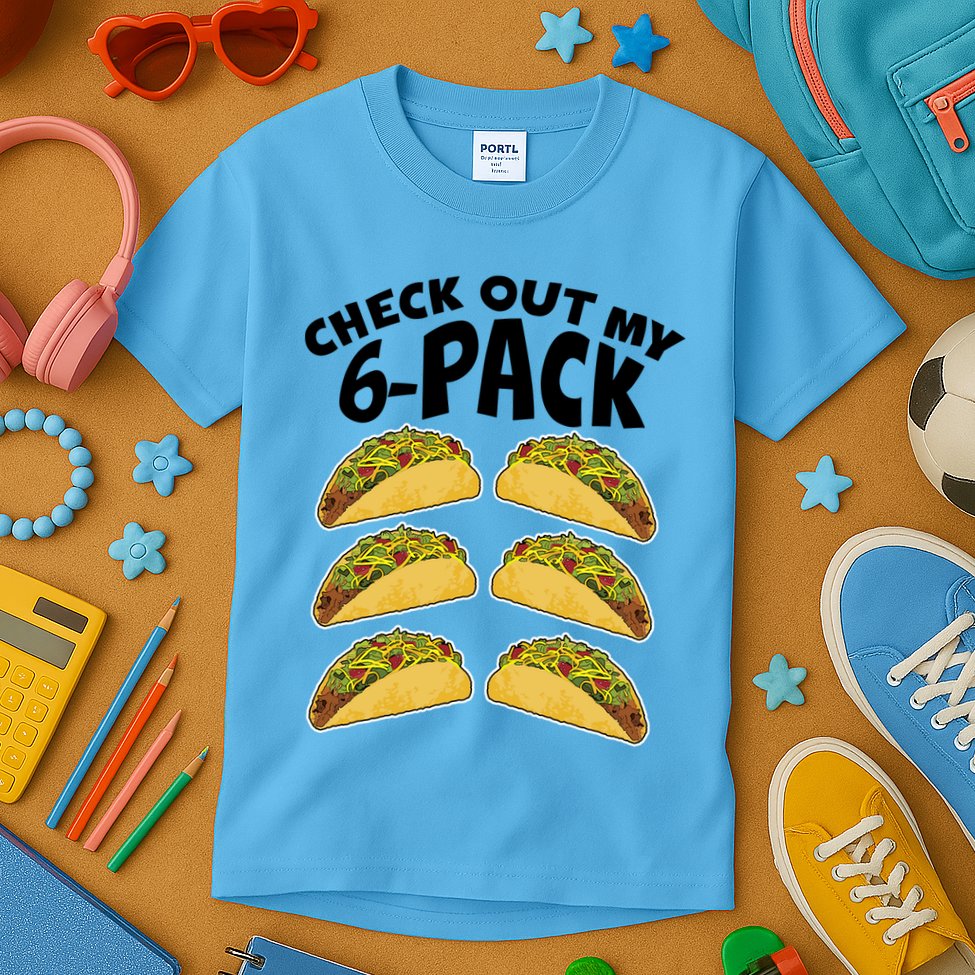 Check Out My 6-Pack Tacos Kids T-Shirt