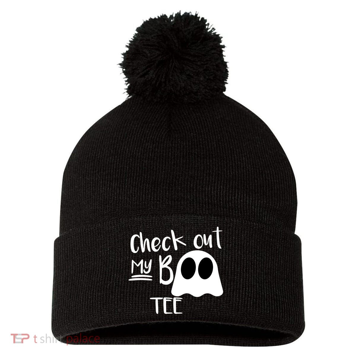 Check Out My Boo Tee Pom Pom 12in Knit Beanie