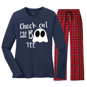 Check Out My Boo Tee Women's Long Sleeve Flannel Pajama Set 