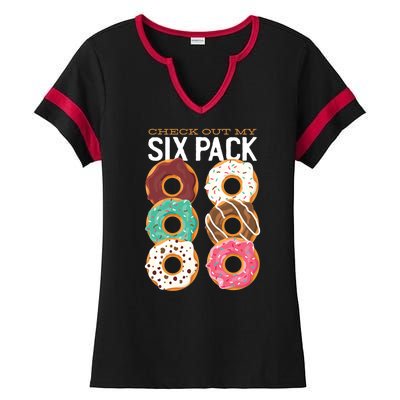 Check Out My Donut Six Pack Ladies Halftime Notch Neck Tee