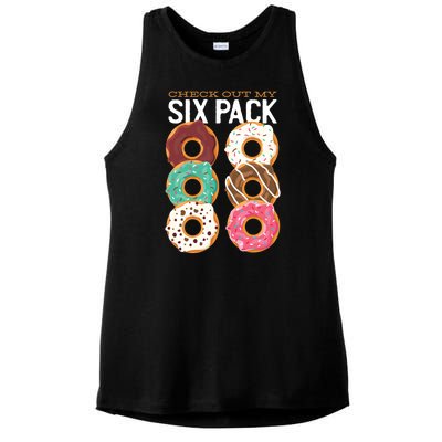 Check Out My Donut Six Pack Ladies PosiCharge Tri-Blend Wicking Tank