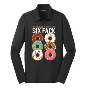 Check Out My Donut Six Pack Silk Touch Performance Long Sleeve Polo