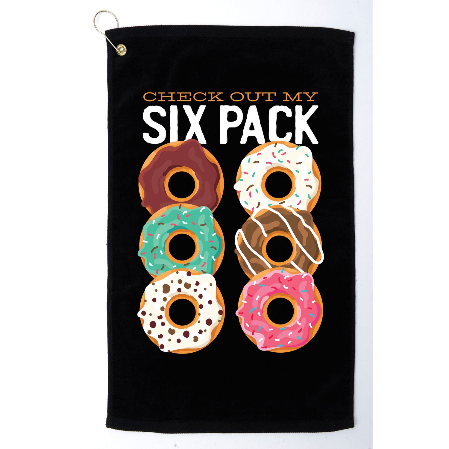 Check Out My Donut Six Pack Golf Towel