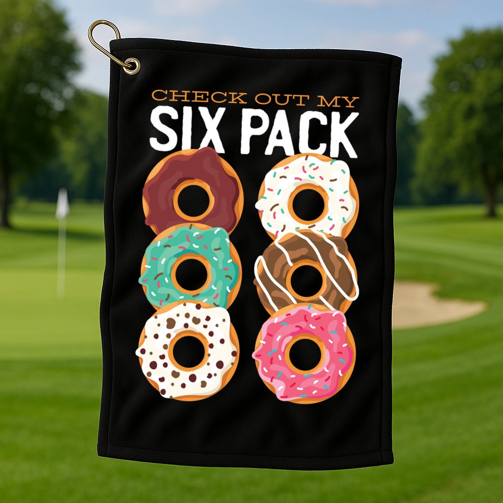 Check Out My Donut Six Pack Golf Towel