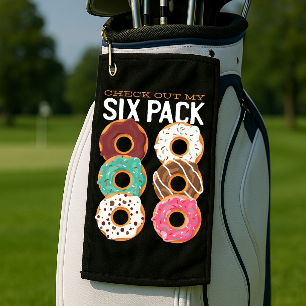 Check Out My Donut Six Pack Golf Towel