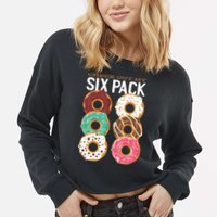 Check Out My Donut Six Pack Cropped Pullover Crew