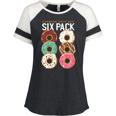 Check Out My Donut Six Pack Enza Ladies Jersey Colorblock Tee