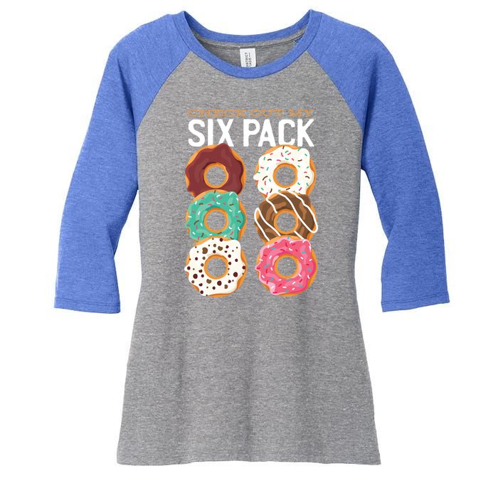 Check Out My Donut Six Pack Women's Tri-Blend 3/4-Sleeve Raglan Shirt