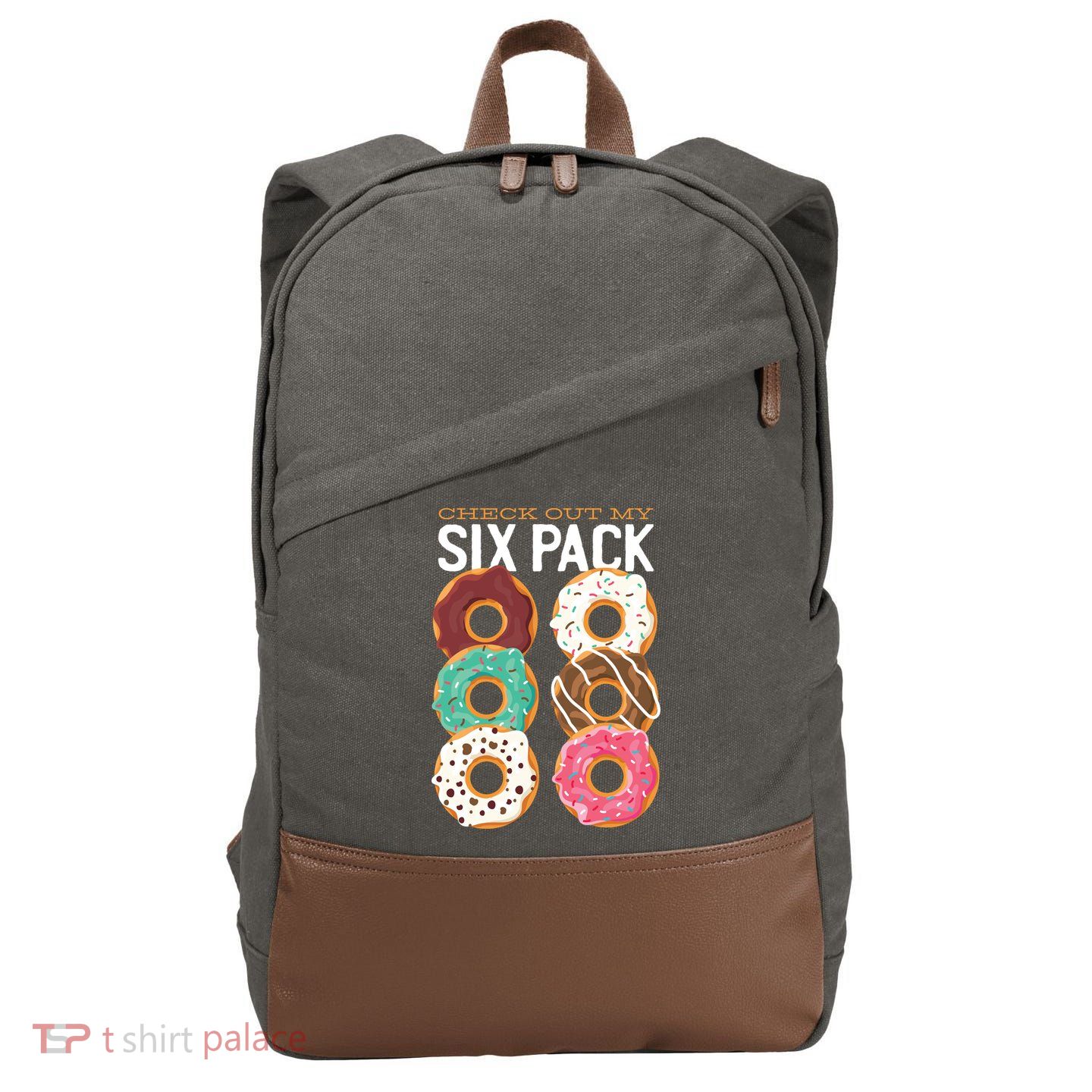 Check Out My Donut Six Pack Cotton Canvas Backpack