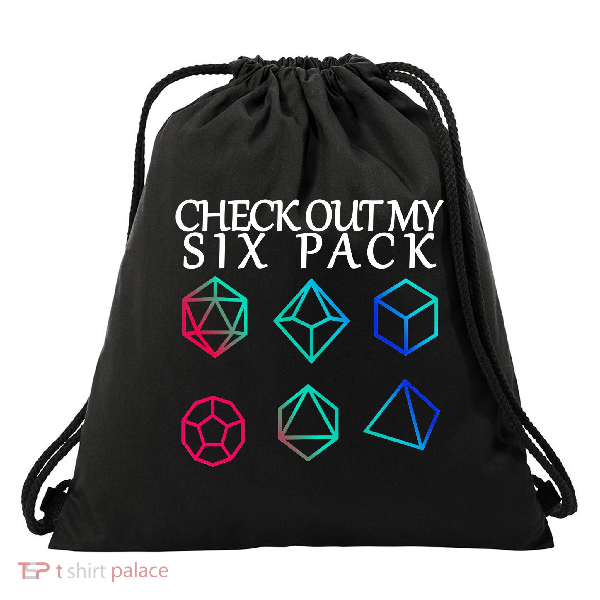 Check Out My Six Pack Dice For Dragons Drawstring Bag