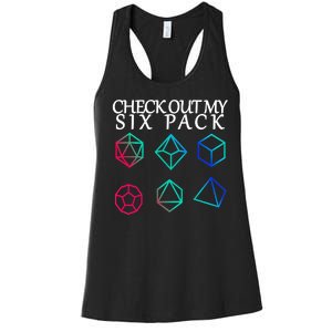 Check Out My Six Pack Dice For Dragons Women's Racerback Tank