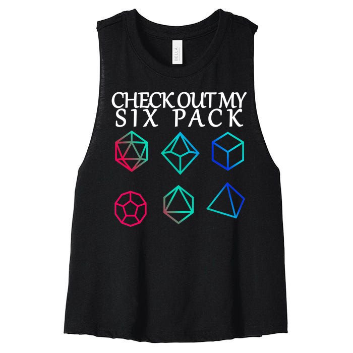 Check Out My Six Pack Dice For Dragons Women's Racerback Cropped Tank