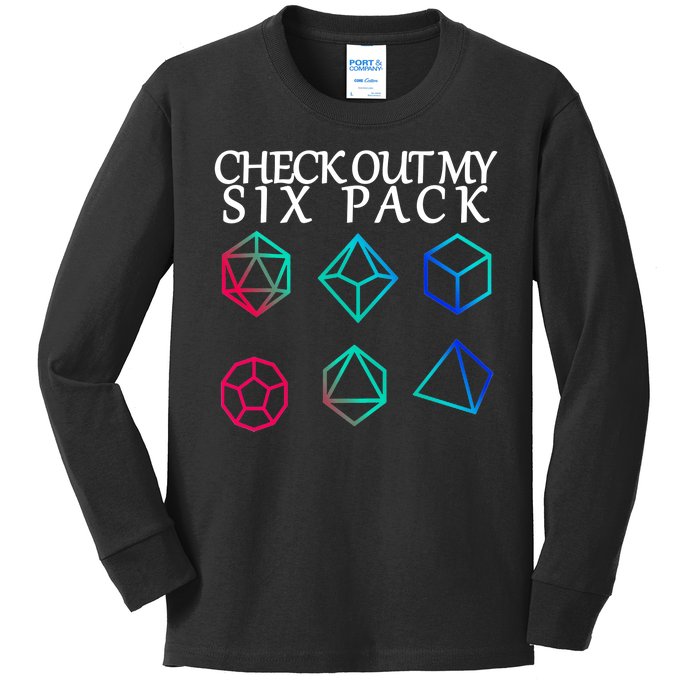 Check Out My Six Pack Dice For Dragons Kids Long Sleeve Shirt