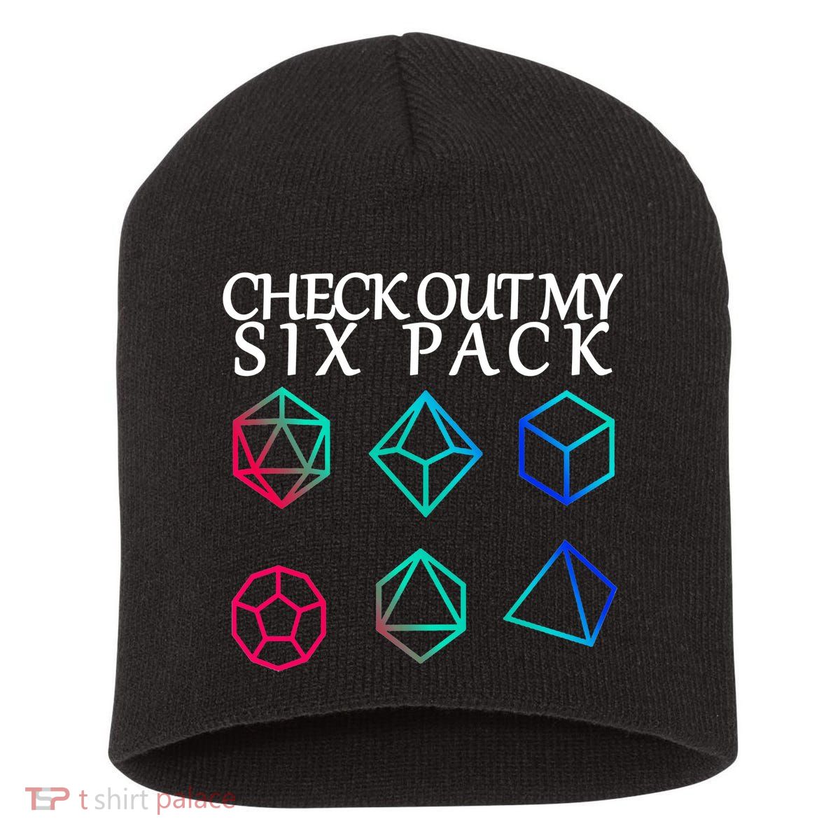 Check Out My Six Pack Dice For Dragons Short Acrylic Beanie