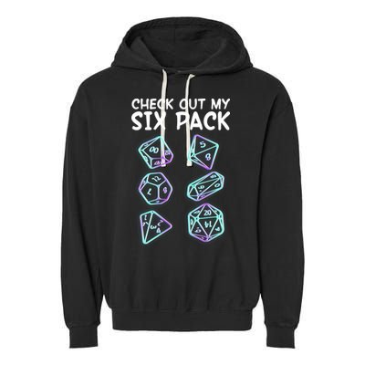 Check Out My Six Pack DND Dice Dungeons And Dragons Garment-Dyed Fleece Hoodie