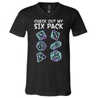 Check Out My Six Pack DND Dice Dungeons And Dragons V-Neck T-Shirt