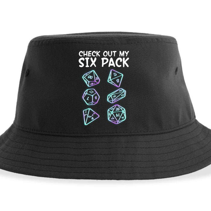 Check Out My Six Pack DND Dice Dungeons And Dragons Sustainable Bucket Hat