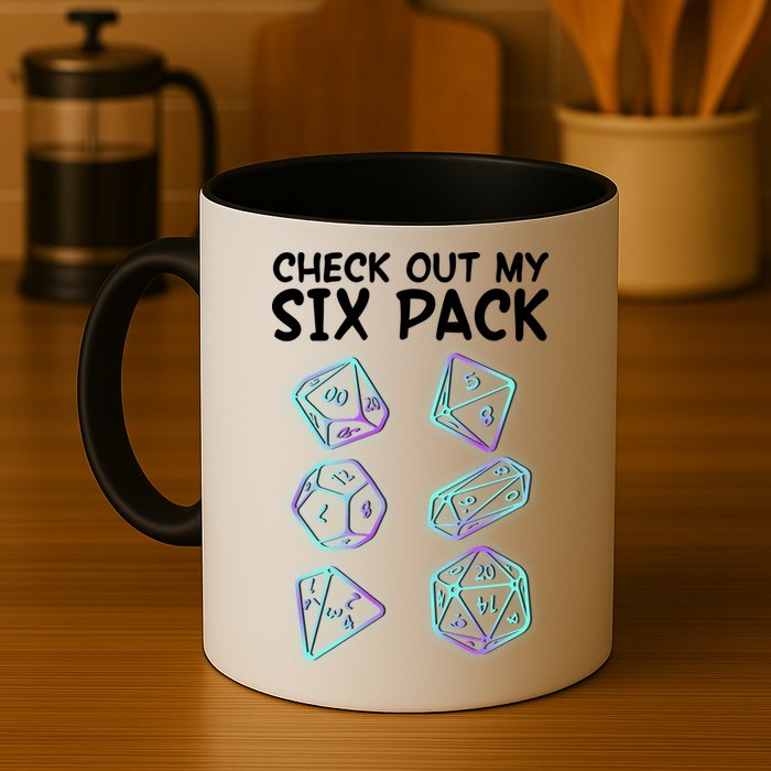 Check Out My Six Pack DND Dice Dungeons And Dragons Mug